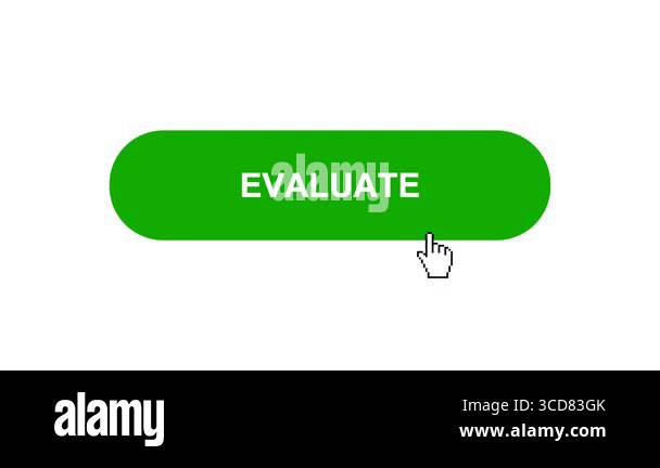 Green EVALUATE Button Animation on White Background Click and Turns ...