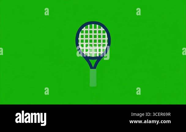 Animated tennis racket graphic on a green screen background. The racket ...