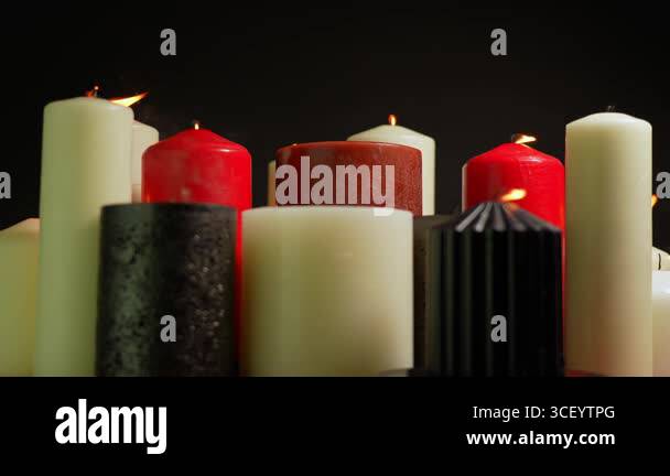 Burning magic candle ritual scene. Magical dark witchcraft atmosphere ...