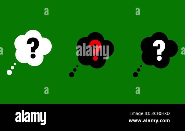 Three Question Marks in Cloud Animation on Green Screen | Doubt and FAQ ...