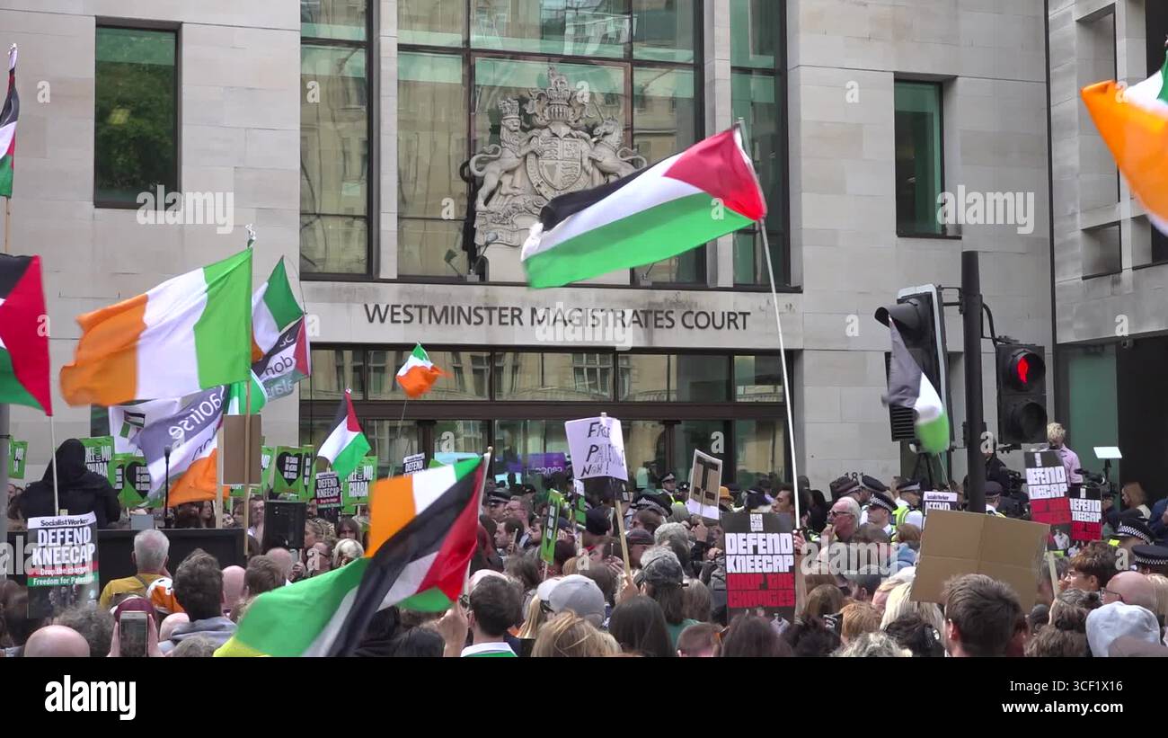 Scene outside court as Kneecap rapper appears for terror charge Stock ...