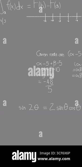Animation of math graps and data over grey background. education ...