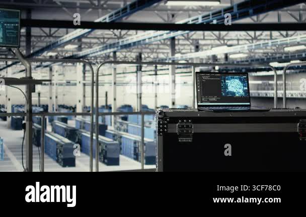 AI on laptop in server farm enabling machine learning tasks powering ...