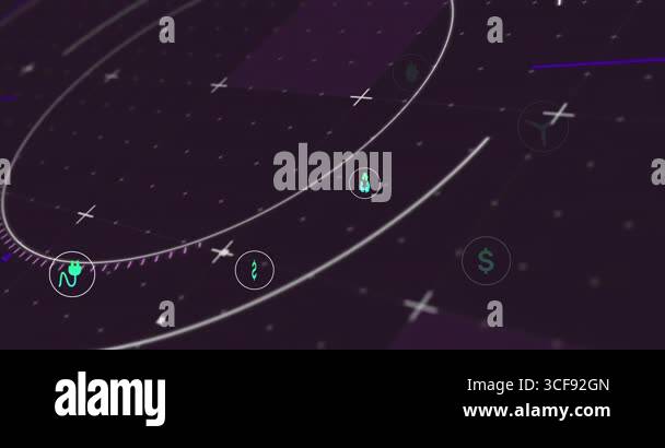 Pointer emerging triggers animated icons orbiting arcs illustrating ...