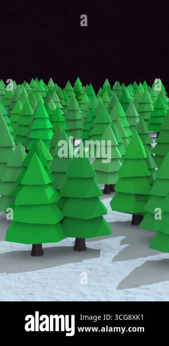 Animation of fir trees in winter landscape. christmas, winter ...