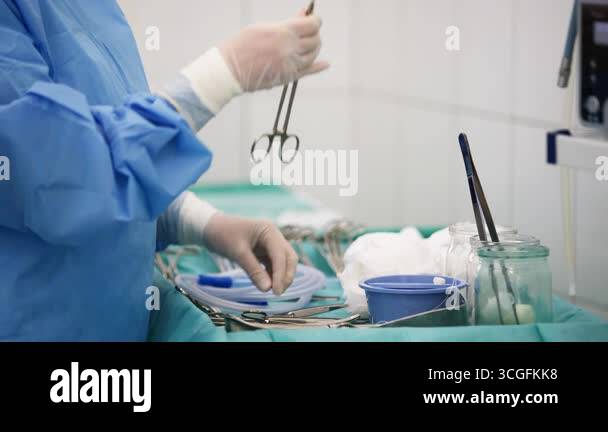 Operative Hand Instruments Surgeon preparing surgical instruments during operation Stock Video ...