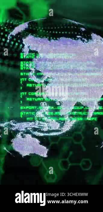 Animation of globe with programming language and molecule structure ...