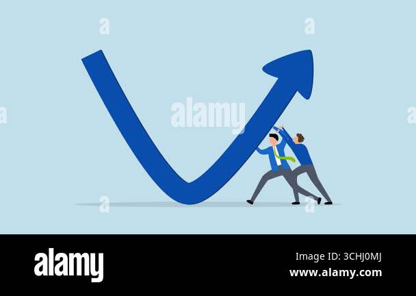 Economic recovery, 4k animation of Business professionals assist in ...