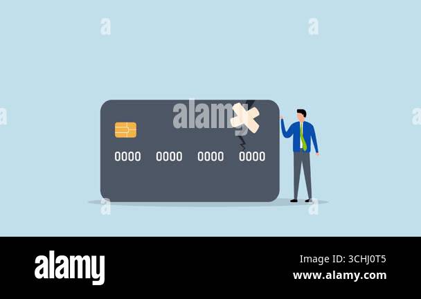 4k animation of Confident businessman stands with credit card fixed and ...
