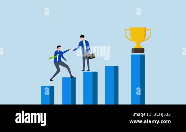 guidance help to reach success, 4k animation of businessman manager ...