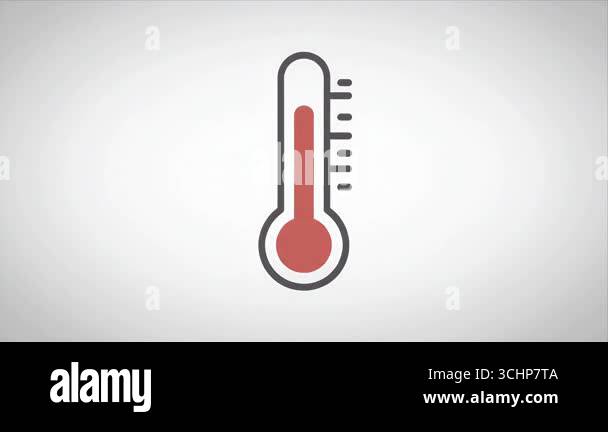 Simple animation of a thermometer with red liquid rising, indicating ...