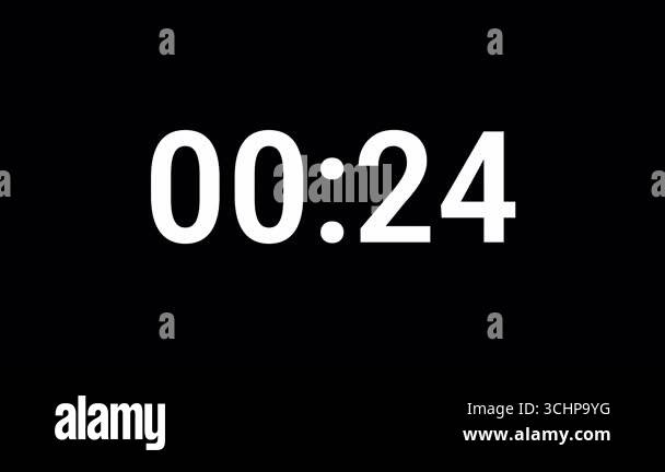 Minimalist countdown timer from 30 to 0 on black background. 4K video ...