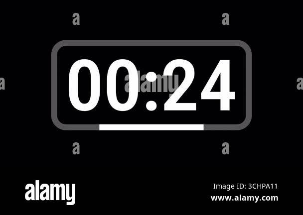 30 Second Countdown timer with rounded rectangle frame on black ...