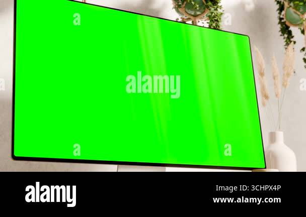 Computer monitor with blank screen mockup on a wooden desk - modern ...