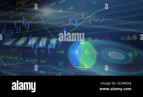 Data feed starting animated financial charts morphing across grid while ... - Live Financial Market Data Feed