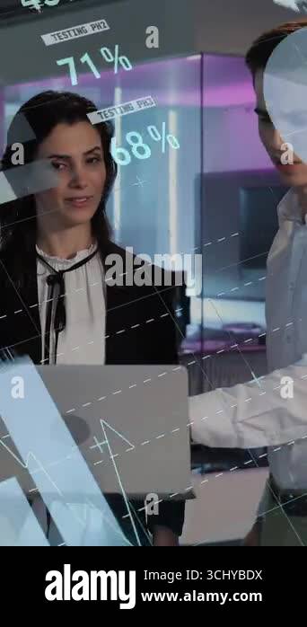 Animation of statistical data processing over diverse businesspeople ...