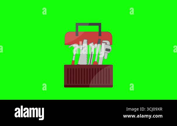 Toobox Animation Toolbox animation with green screen background Stock Video Footage - Alamy