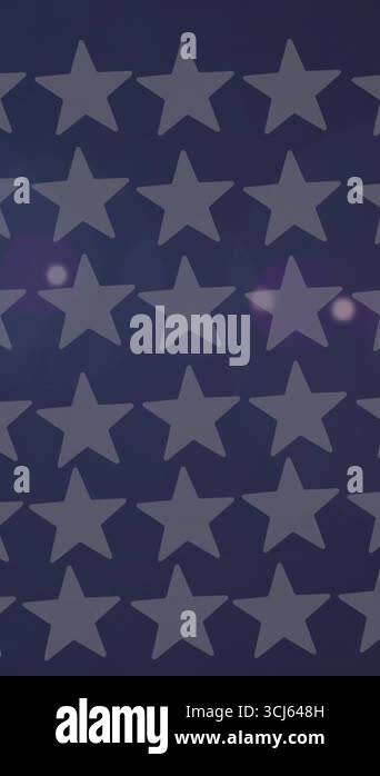 Animation of rows of american flag stars spinning on blue background ...
