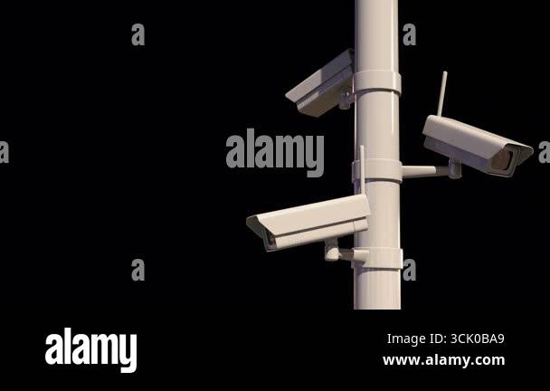CCTV camera scans the area. Seamless loop on transparent background ...
