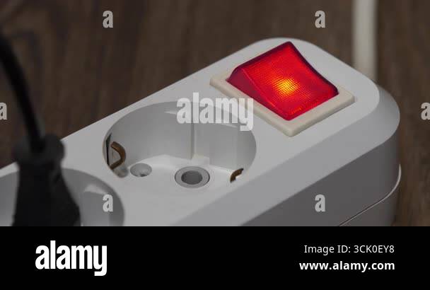 Electric portable socket with red power and on indicator with plug ...