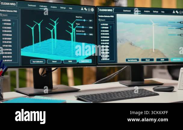 Software interface on PC used for planning wind farm layouts ...
