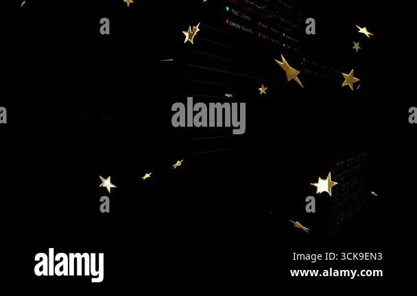 Opening with golden stars scattering while rotating around graph grid ...