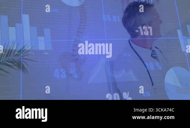 Data overlay appearing triggers doctor analyzing holographic finance ...