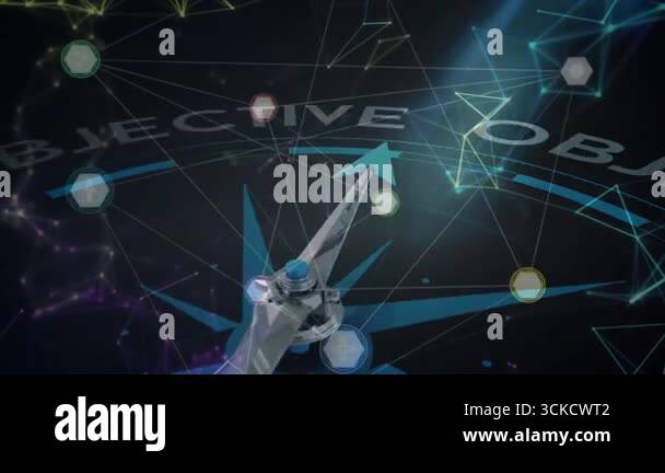 Opening rotating compass rose initiating arrow pivoting toward emerging ...