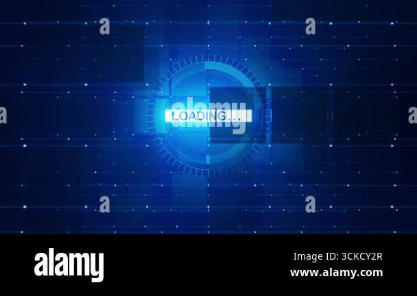 Futuristic neon loading animation with glowing progress bar and digital ...