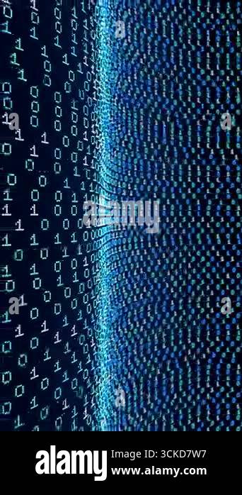 Random binary code moves from left to right, vertical format ...