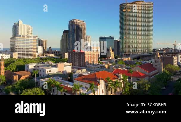 Coastal cityscape of St Petersburg, Florida, USA. Downtown area with ...