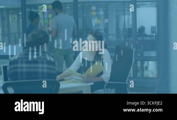 business analyst flipping yellow folder leading colleague joining ...