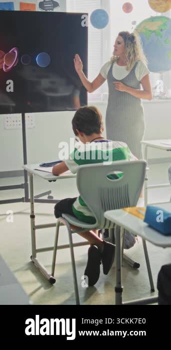 Elementary School Students Studying Basic Information About Solar ...
