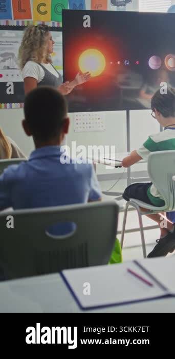 Elementary School Students Studying Basic Information About Solar ...