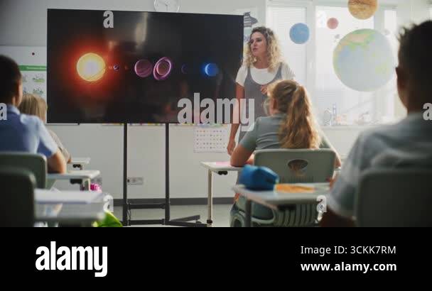 Elementary School Students Studying Basic Information About Solar ...