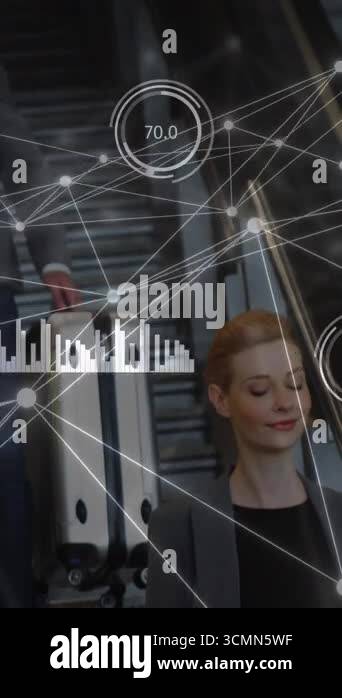 Animation of network of connections over caucasian businessman using ...