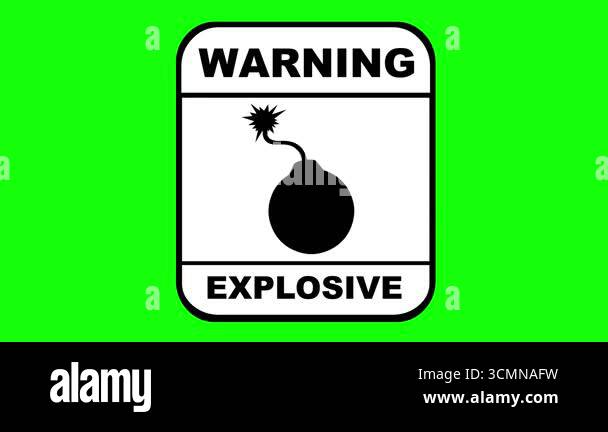video animation drawing black and white concept icon warning explosive ...