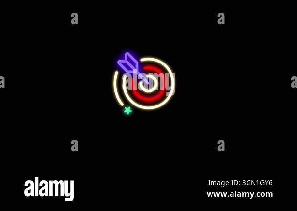 Animated Neon Target with Arrow Perfect Hit Achievement and Motivation ...