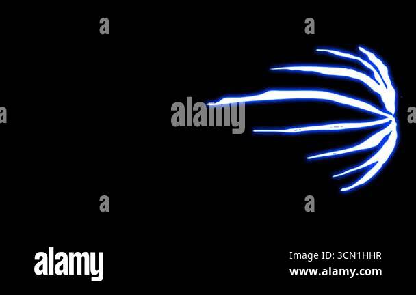 Animated blue electrical discharge effects on black background for ...