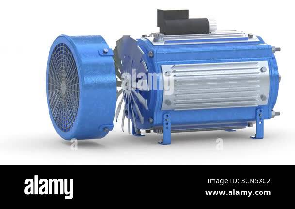 electric motor rotating 3d and computer rendering animation video with ...