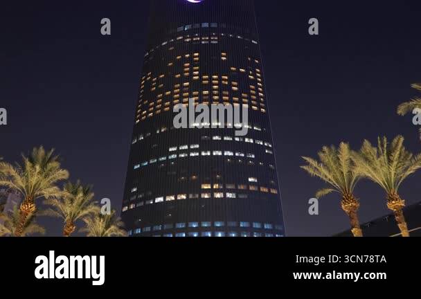 Kingdom Centre Tower at Night in Riyadh, Saudi Arabia. Night view of ...
