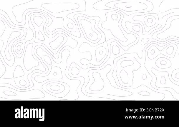 Abstract animated outline topographic contour map. Moving waves on ...