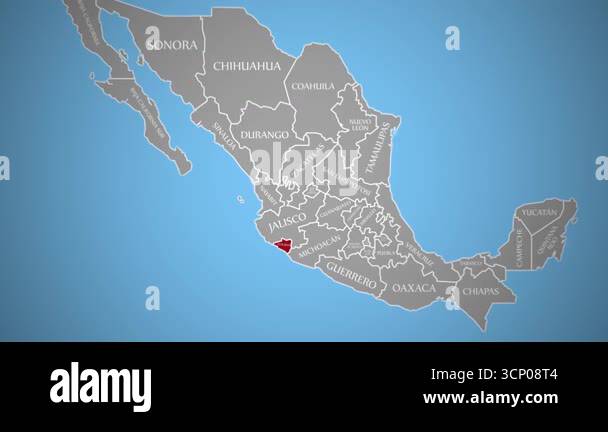 Colima administrative map Stock Videos & Footage - HD and 4K Video ...