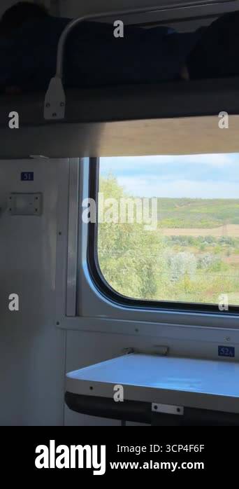 Window View Train Travel Countryside Sunny Day Vehicle Shot. Window ...