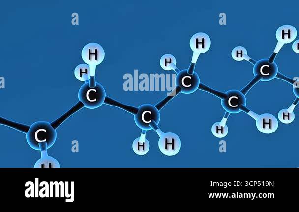 3D animation of ethene polymer, illustrating chain formation and ...