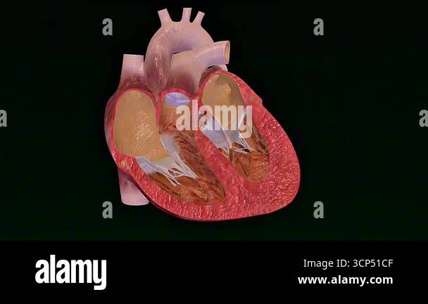 3D animation displaying the anatomical structure of the human heart ...