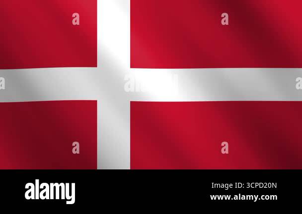 Denmark Red Waving national flag of Denmark. Red field with a white Nordic cross ...