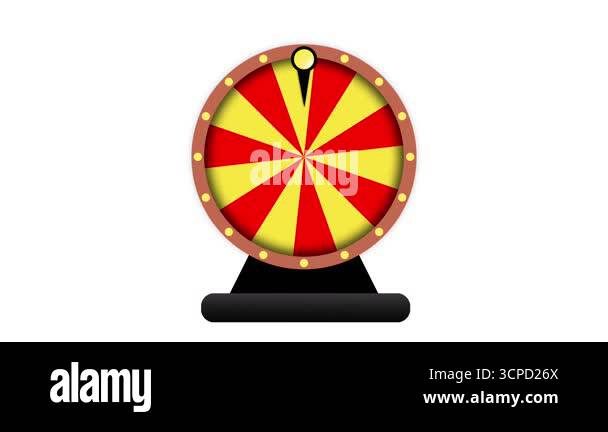 Spinning prize wheel animation. Red and yellow wheel of fortune in a ...