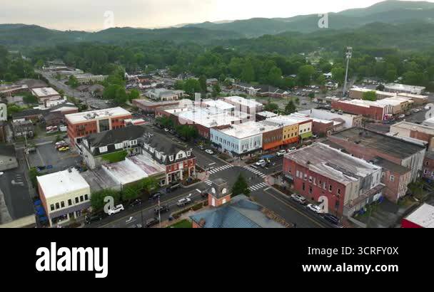 Aerial view of Brevard, North Carolina. Historic small town ...