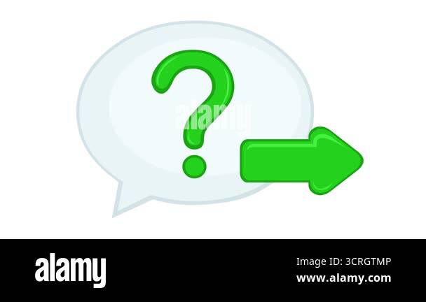 video animation speech bubble, question mark and moving arrow, in ...